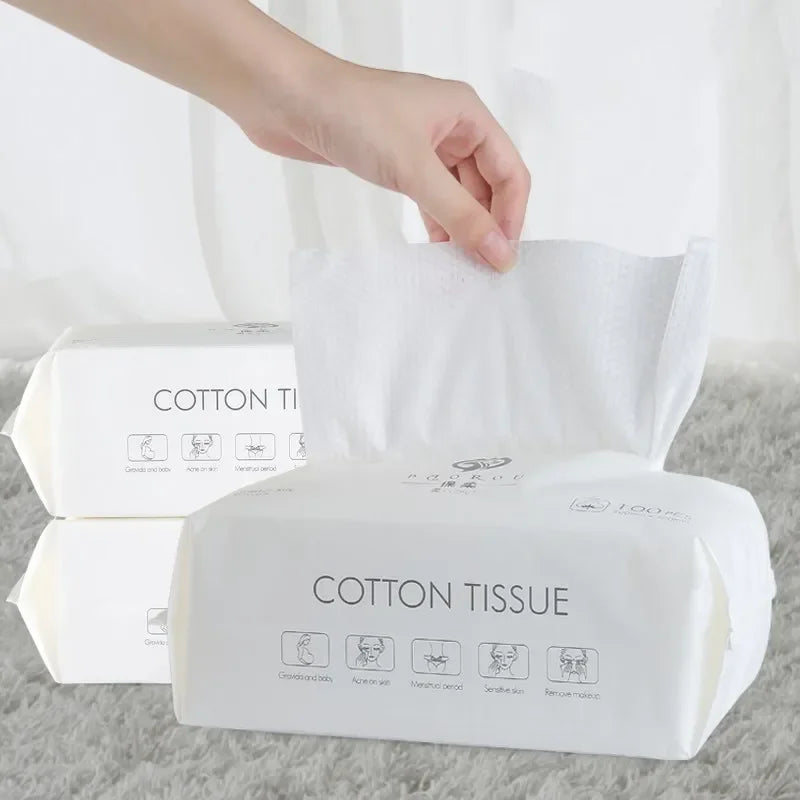 Disposable Soft Cotton Face Towels – 50/100Pcs Hygienic Dry Wipes for Bathroom, Makeup Removal, Washing & Daily Skincare Use