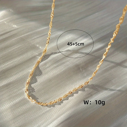 Exquisite Gold Plated Stainless Steel Thin Necklace – Simple Clavicle Chain for Women, Elegant Fashion Jewelry