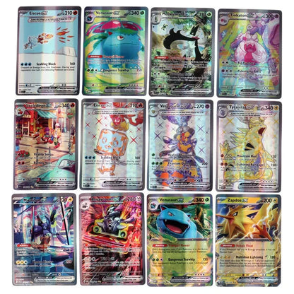 60-100Pcs English Pokemon Cards – Holographic EX, Vstar, Vmax, GX, Charizard, Mewtwo & Evolution Combos