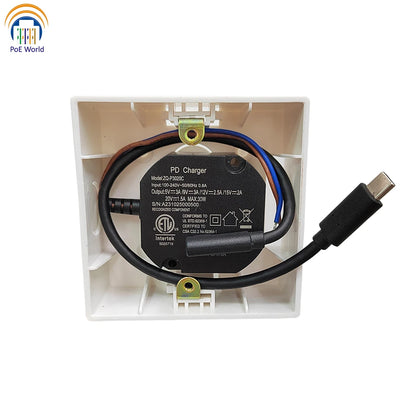 Flush Wall-Mounted USB-C Charger 30W – 240V AC to Multi-Voltage Type-C Power Adapter (5V/9V/12V/15V/20V) for iPad & Tablets