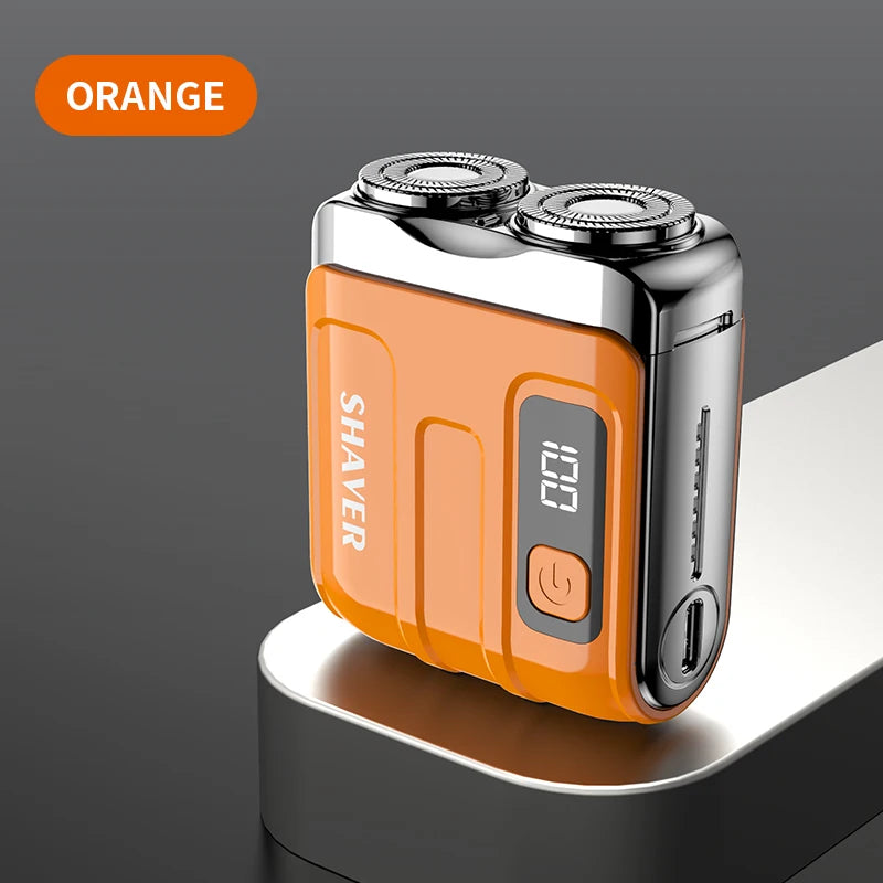 Mini Electric Smart Shaver – Household & Car Use, Dual Blade Rechargeable Beard Trimmer with Digital Display