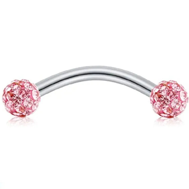Crystal Curved Barbell Piercing Earrings – Daith, Helix, Tragus & Cartilage Body Jewelry Stud Ring