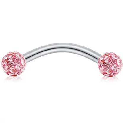Crystal Curved Barbell Piercing Earrings – Daith, Helix, Tragus & Cartilage Body Jewelry Stud Ring