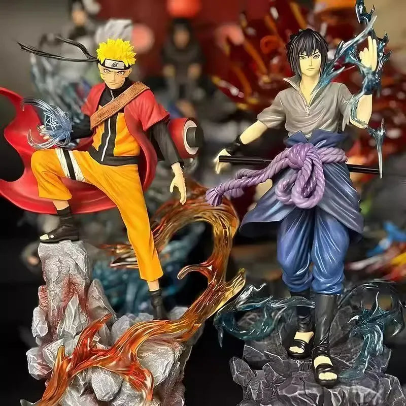 23cm Naruto Anime Figure — Uzumaki Naruto & Uchiha Sasuke PVC Action Model, Desktop Ornament Collectible Toy Gift