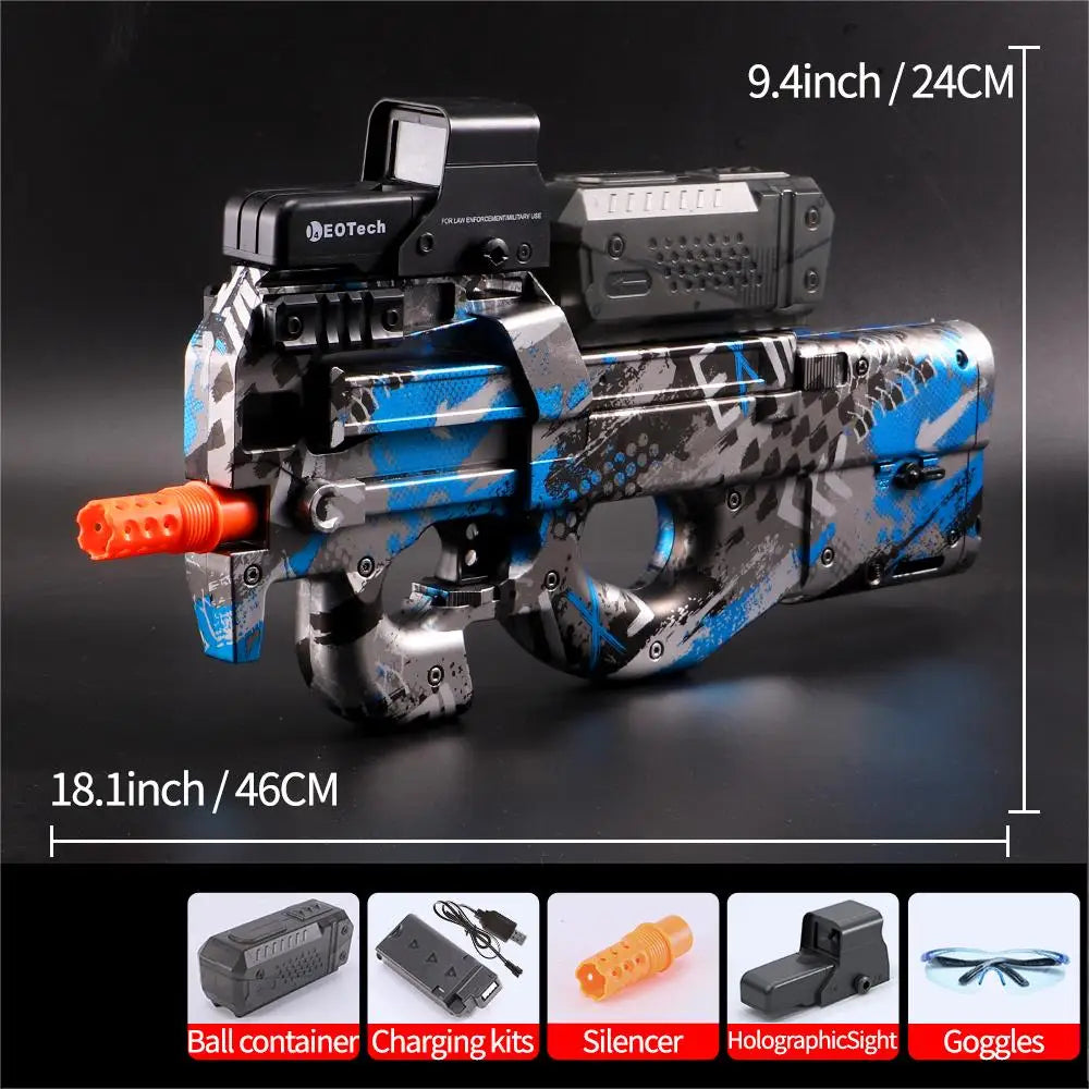Electric Gel Gun – Transparent Black Fully Automatic Splatter Ball Toy for Outdoor Shooting Games (No Bullets)