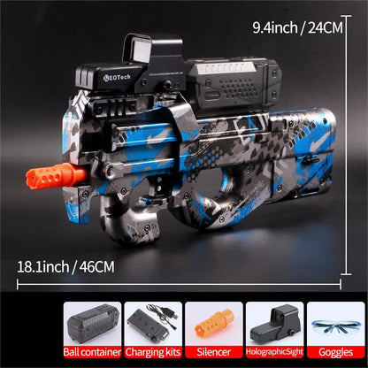 Electric Gel Gun – Transparent Black Fully Automatic Splatter Ball Toy for Outdoor Shooting Games (No Bullets)