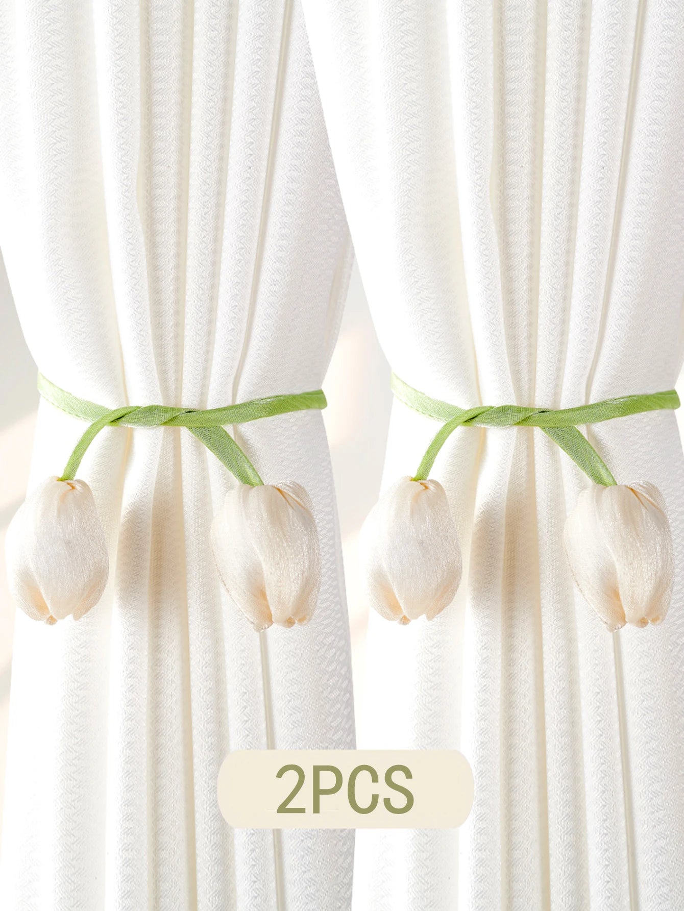 2PCS Tulip Flower Curtain Tiebacks – Rustic No-Damage Holdbacks for Living Room & Bedroom Decor