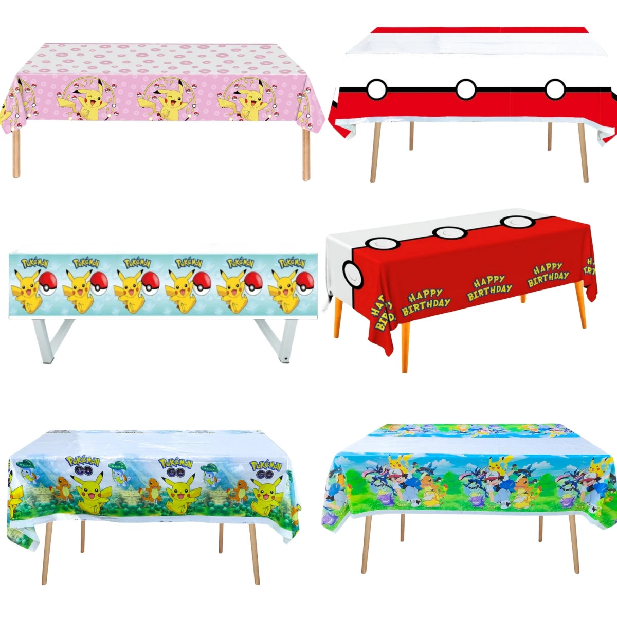 Pokemon Pikachu Tablecloth — Disposable Birthday & Baby Shower Party Table Cover, Kids Party Supplies