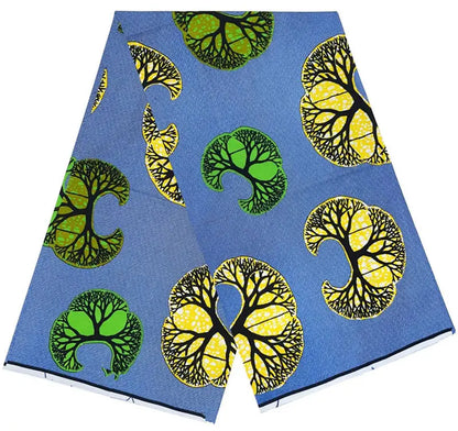 Cotton Batik Ankara Fabric - 100% African Wax Print Bronzing Golden Fabric 6 Yards for Dresses & Crafts