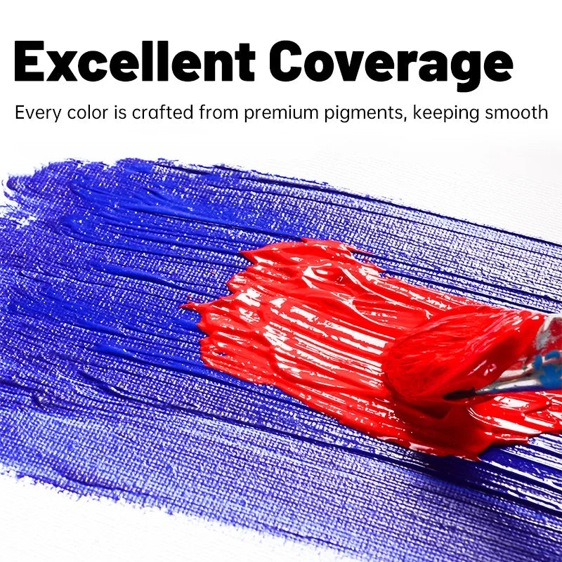 12-24 Color Acrylic Paint Set - Waterproof Rich Pigment Art Paints for DIY Crafts, Canvas, Rock and Creative Drawing