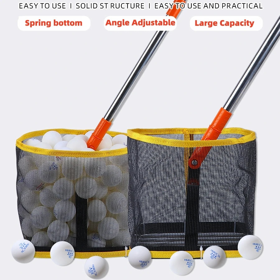 180° Adjustable Angle Ping Pong Ball Picker – Spring Bottom Table Tennis Ball Catcher Tool for Club Training & Practice Use