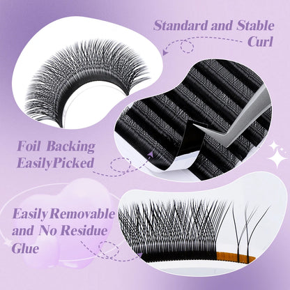 Wendy Lashes YY Shape Eyelash Extensions – Automatic Flowering W-Shape 3D-8D Premade Black Lashes