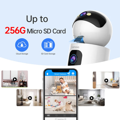 Lenovo 4K IP Camera – 5G WiFi Dual-Lens Smart Home CCTV, Wireless Surveillance with Auto Tracking, Security & Baby Monitor