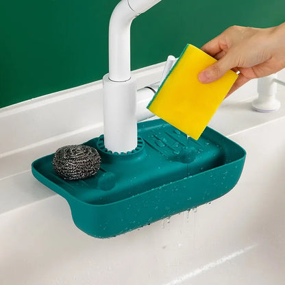 Silicone Sink Drain Rack: Household Faucet Splash Proof Water Collecting Pad for Sponge, Rag, Steel Wool - Gadget Storage Box