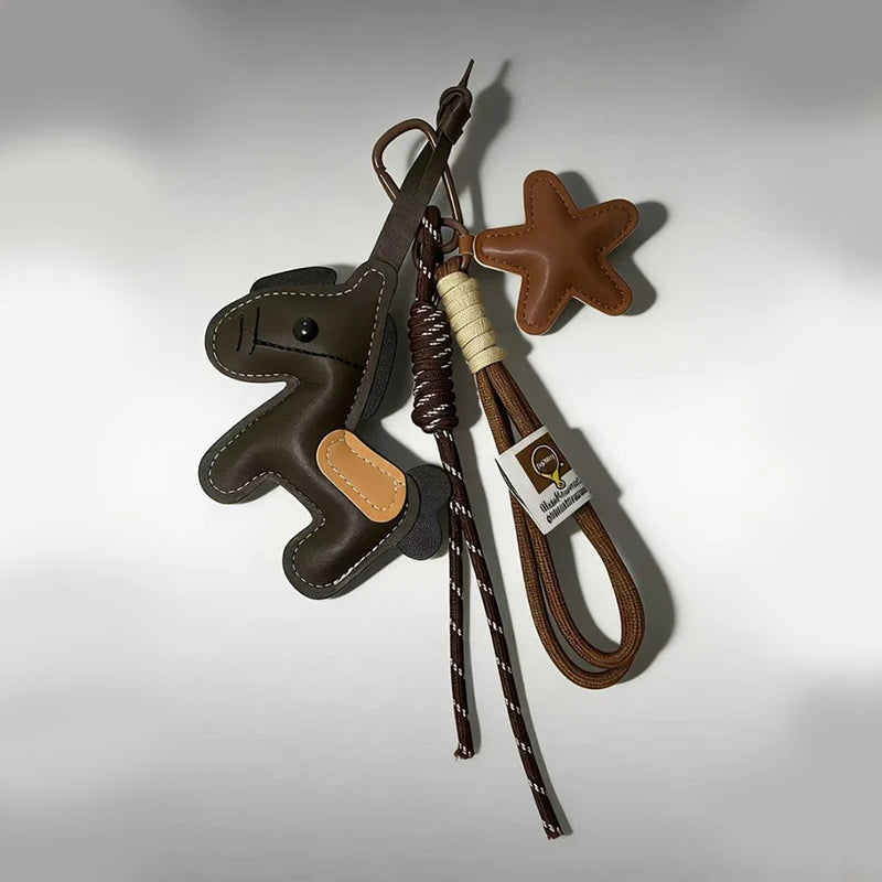 Pony Leather Keychain - Personalized Backpack Charm Car Key Holder Bag Pendant Purse Strap Decoration Gift