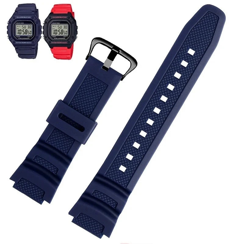 Rubber Silicone Watchband for Casio F-108WH, W-216H, W-218H, W-215, W-752, W-S200H & SGW-400/500H - Waterproof Replacement Watch Strap