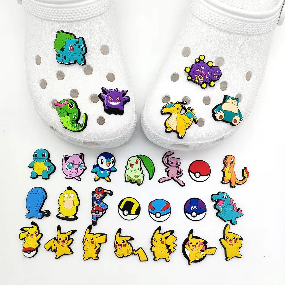 Pokemon Shoe Charms - PVC Cartoon Shoe Decorations for Slides and Sandals, 20/50/100-Piece Set for Gifts and Parties