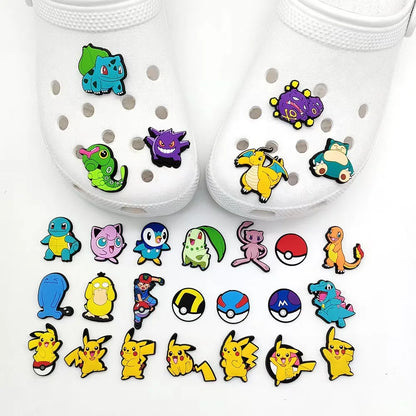 Pokemon Shoe Charms - PVC Cartoon Shoe Decorations for Slides and Sandals, 20/50/100-Piece Set for Gifts and Parties