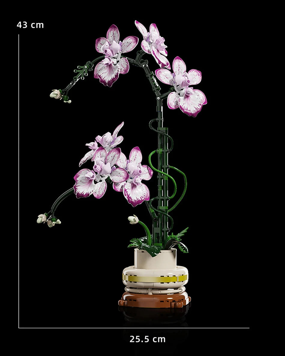 Orchid Cymbidium Building Blocks Set – DIY Potted Phalaenopsis Flower Simulation Toy for Valentine’s Gift