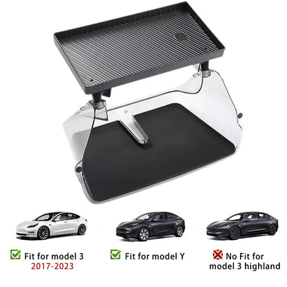 Center Console Organizer for Tesla Model 3 & Model Y Highland – Anti-Slip Under Screen Storage Box with Screen Back Storage