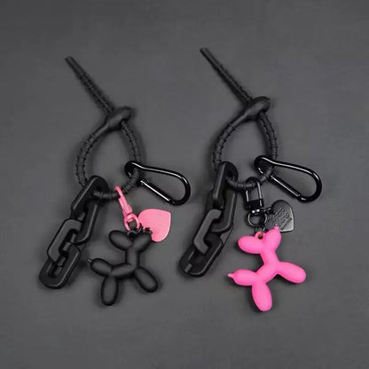 Y2K Cute Punk Black Balloon Dog Keychain – Sweet INS Style Car & Couple Key Ring Gift for Girls