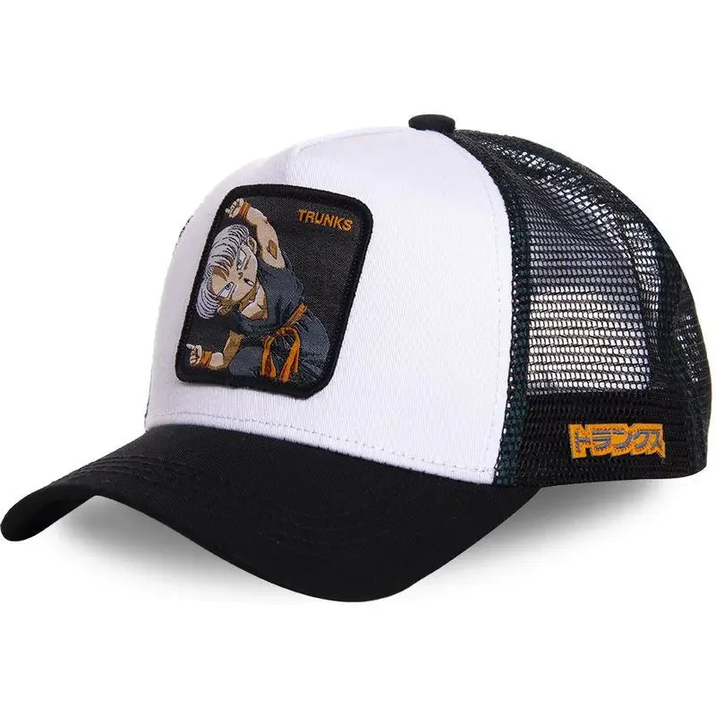 Dragon Ball Son Goku Trucker Cap - Embroidered Adjustable Mesh Sun Visor Hat for Men Summer Travel