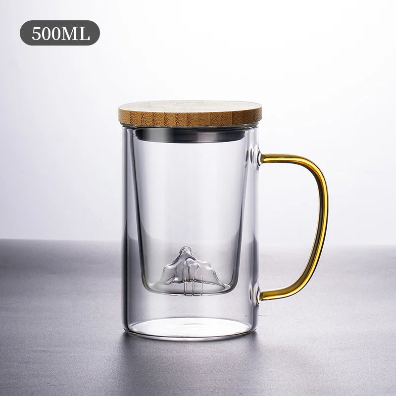 GIANXI High Borosilicate Glass Tea Cup with Belt Filter – Separate Flower Tea Water Cup for Original Tea Making