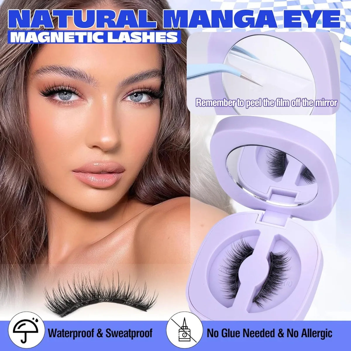 Magnetic Eyelashes Kit – Natural Look Cat Eye Lashes with Applicator, Reusable, No Glue or Eyeliner (PH309)