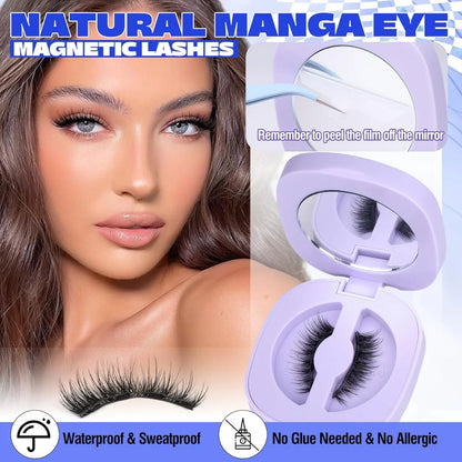 Magnetic Eyelashes Kit – Natural Look Cat Eye Lashes with Applicator, Reusable, No Glue or Eyeliner (PH309)