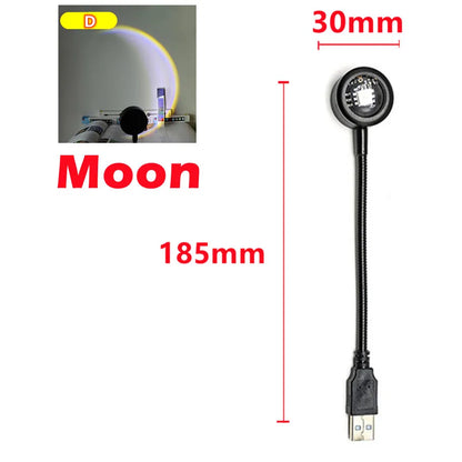 RnnTuu LED USB Sunset Lamp – Portable Mood Light, Home Decor & Photography Projector for Living Room & Wall