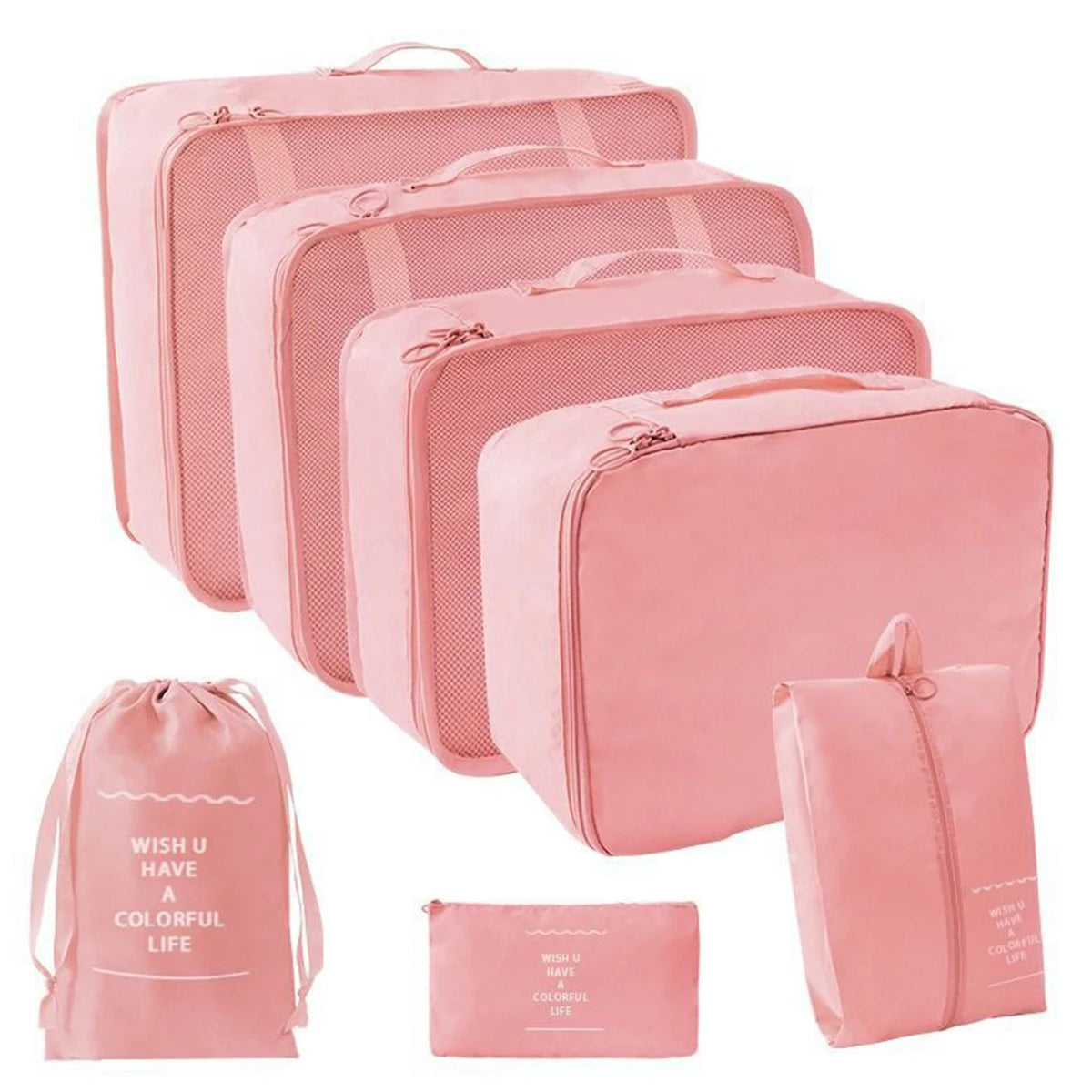 7-Pcs Travel Organizer Packing Cubes Set – Portable Luggage Storage Bags for Clothes, Shoes & Accessories