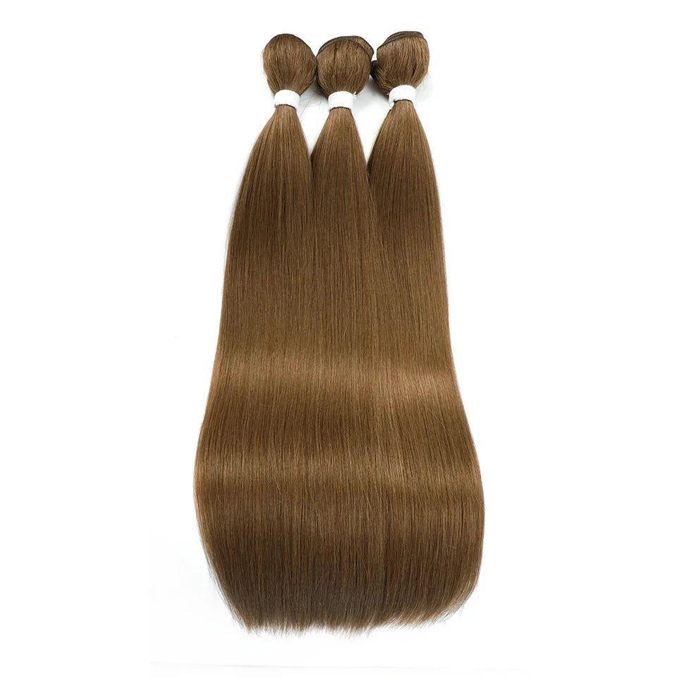26" Ombre Straight Synthetic Hair Extensions – Smooth Weaving, Full Blue Hair Bundles from Root to End