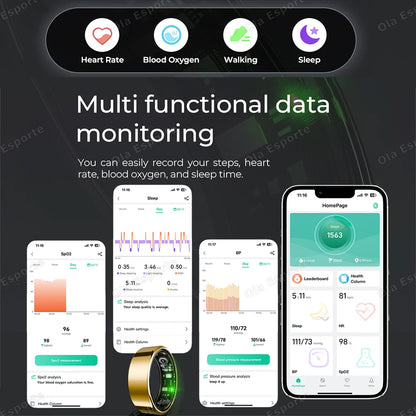 2026 Smart Ring Health Tracker – Heart Rate, Blood Pressure, Sleep & Motion Monitoring IP68 Waterproof Fitness Ring for Men & Women, Holiday Gift Wearable