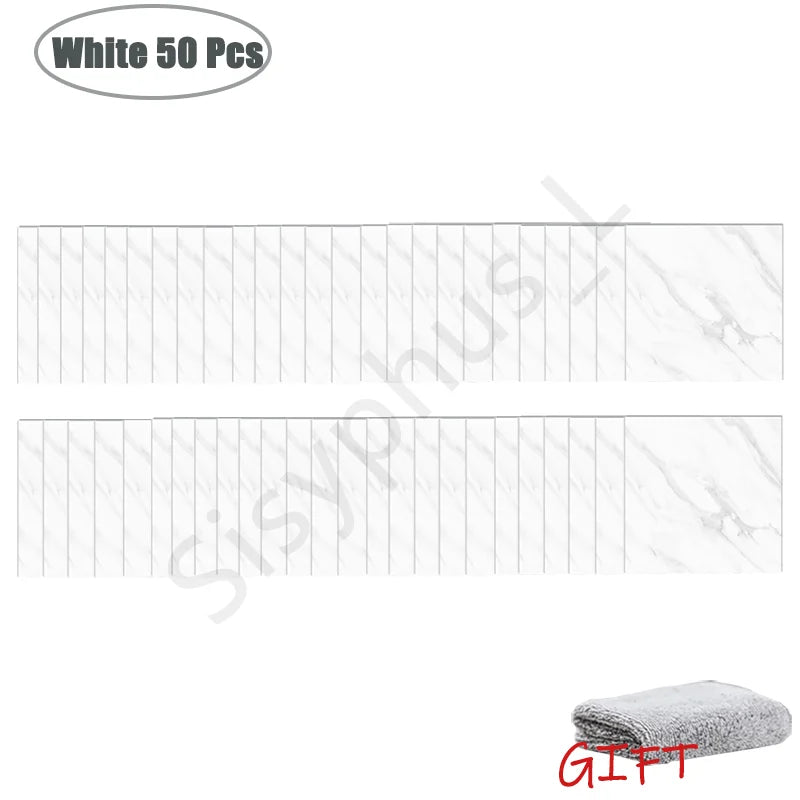 10-50Pcs PVC Marble Wall Stickers — Self-Adhesive Thickened Waterproof Tile Stickers for Bathroom Kitchen Floor Home Decor