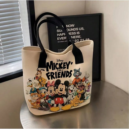 Disney Cartoon Canvas Messenger Bag – Large Capacity Casual Tote & Schoolbag for Students, Shopping & Everyday Use