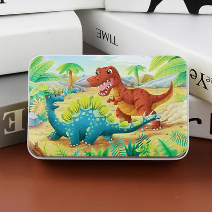 60PCS Cartoon Jigsaw Puzzle with Metal Box – Kids Educational Animal & Vehicle Puzzle Game