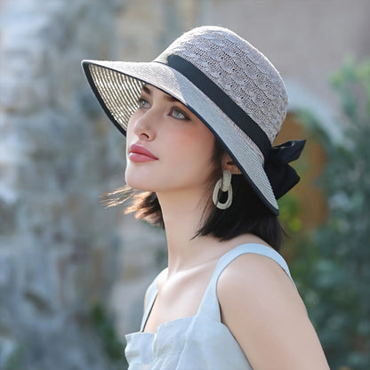 Women’s Wide Brim Straw Sun Hat – Summer Beach Vacation Hat with Sun Protection for Spring, Summer & Fall