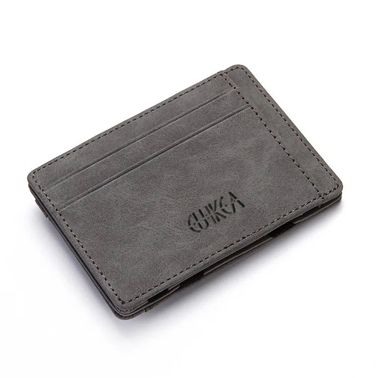 Mini Men’s Card Holder Wallet — Slim PU Leather Wallet with Zipper Coin Pocket, Magic Closure, Credit Card Case, Small Men’s Purse