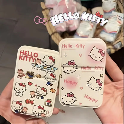 Hello Kitty Folding Makeup Mirror - Portable Mini Pocket Hand Mirror, Leather Desktop Vanity Mirror, Compact Beauty Gift