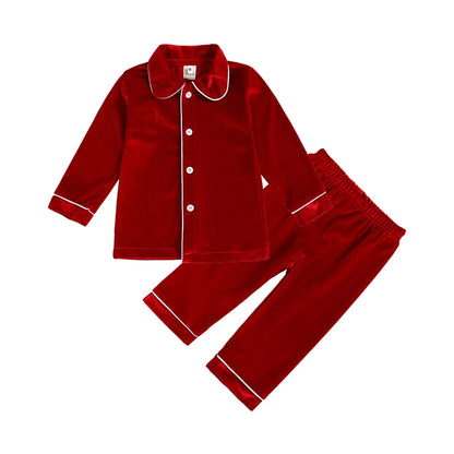 2025 Kids Christmas Pajama Set – Velvet Long Sleeve Sleepwear with Pants