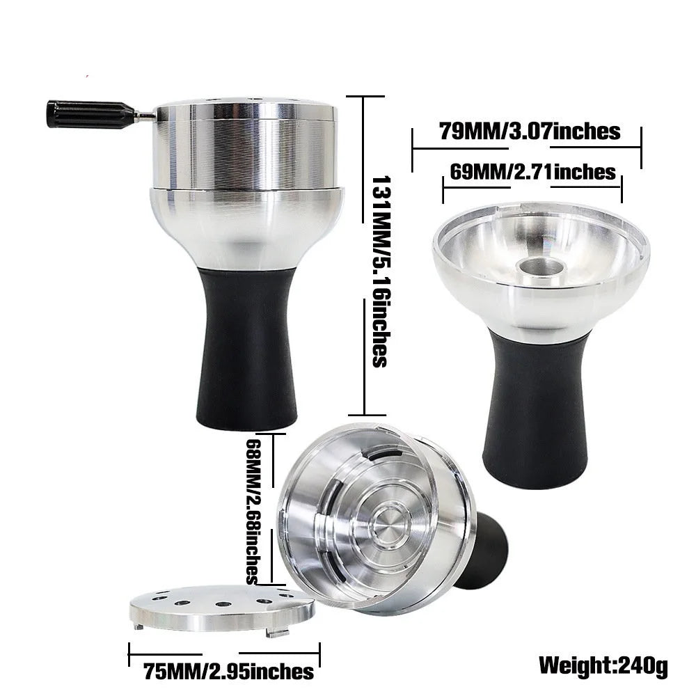 Arab Shisha Hookah Metal Bowl Set: Charcoal Holder with Heat Management Cover - Smoking Accessories for Chicha