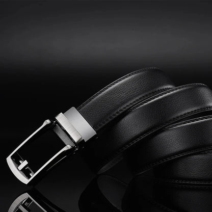 Men’s Top Quality Cowhide Leather Belt – Automatic Alloy Buckle Belt for Men
