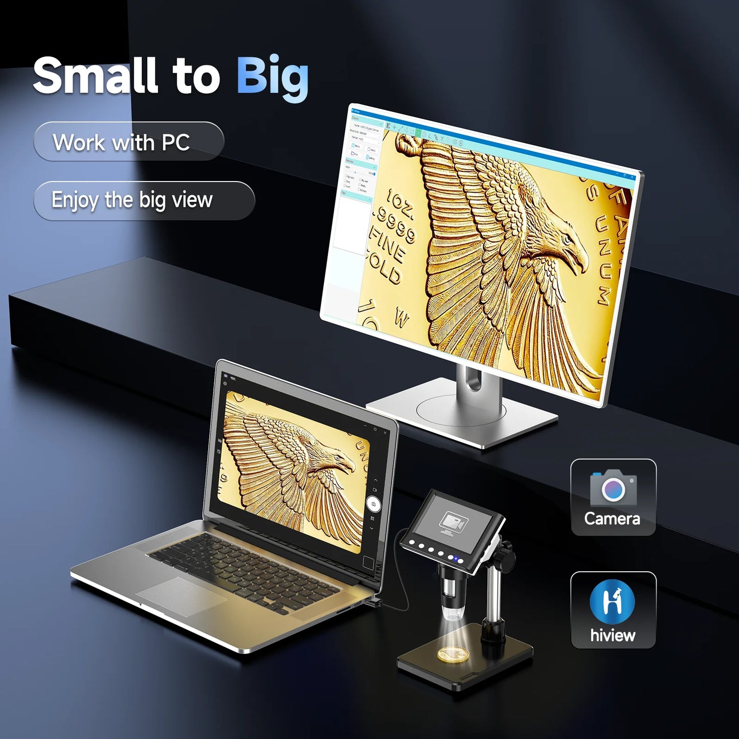 Hayve 4.3” Digital Microscope DM7 – 1600X 1080P USB Soldering Microscope with 8 LEDs for PCB Repair, Windows & Mac Compatible Inspection Tool