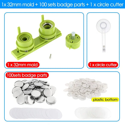 25/32/37/44/58/75mm Badge Maker Molds - DIY Button Press Machine, Interchangeable Die Mould for Round Badge Punching