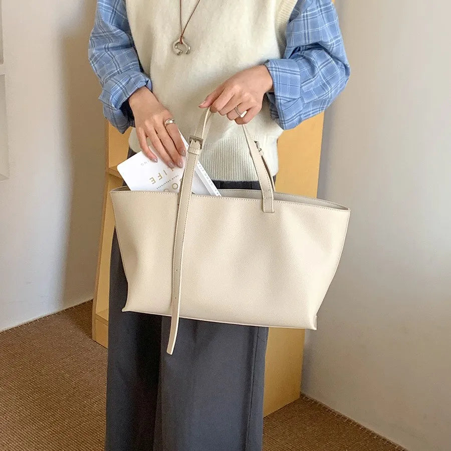 Women's Casual PU Leather Tote Bag – Soft Shoulder Handbag Large Capacity Shopper Purse 2026 New