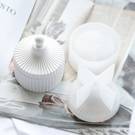 DIY Round Stripe Crystal Epoxy Resin Storage Box Silicone Mold