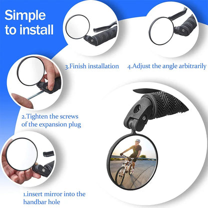 Universal Bicycle Rearview Mirror – 1/2PCS Adjustable Wide-Angle Handlebar Mirror for MTB and Road Bike Accessories