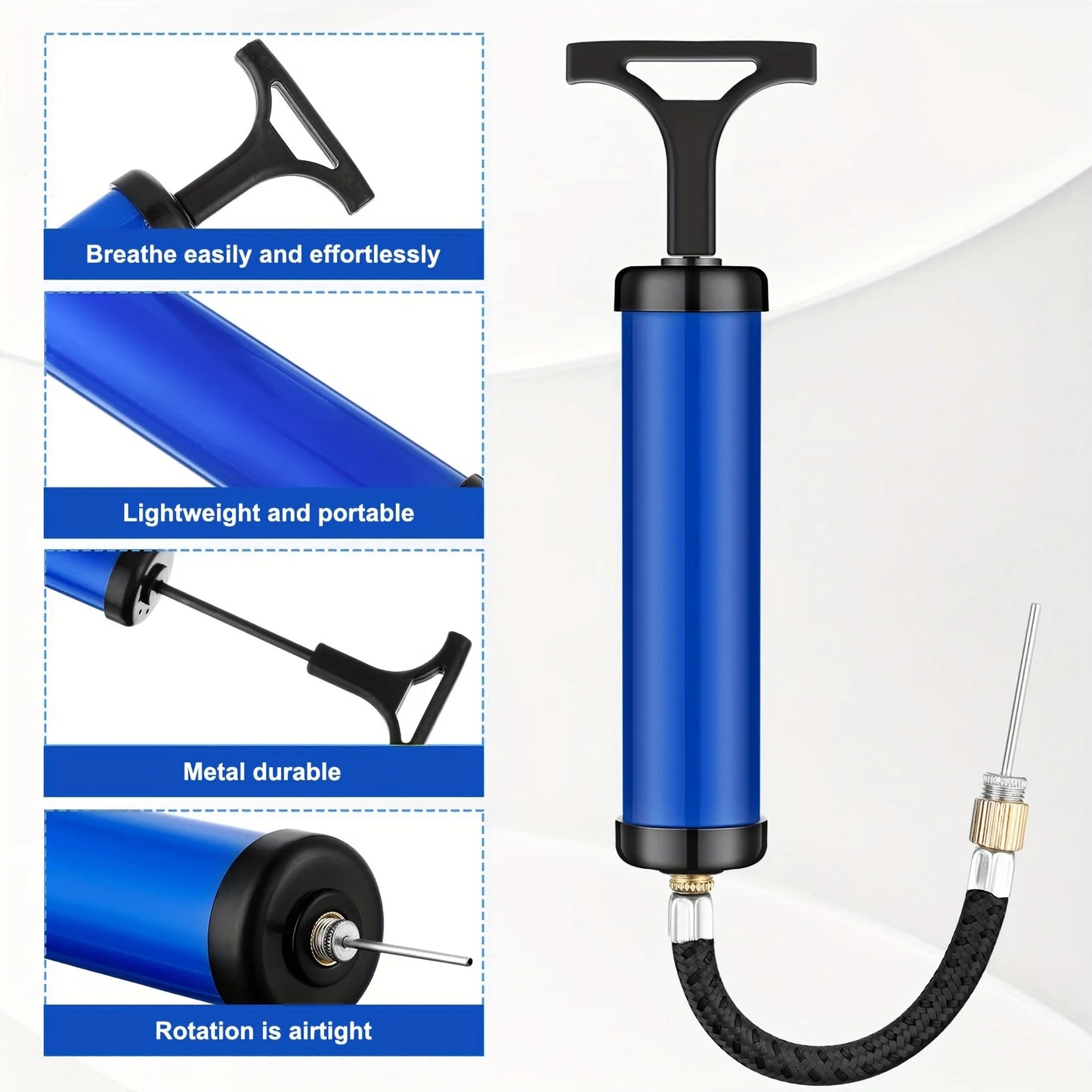 Portable Multifunctional Ball Pump with Needle & Nozzle - Inflator for Football, Basketball, Volleyball, Swimming