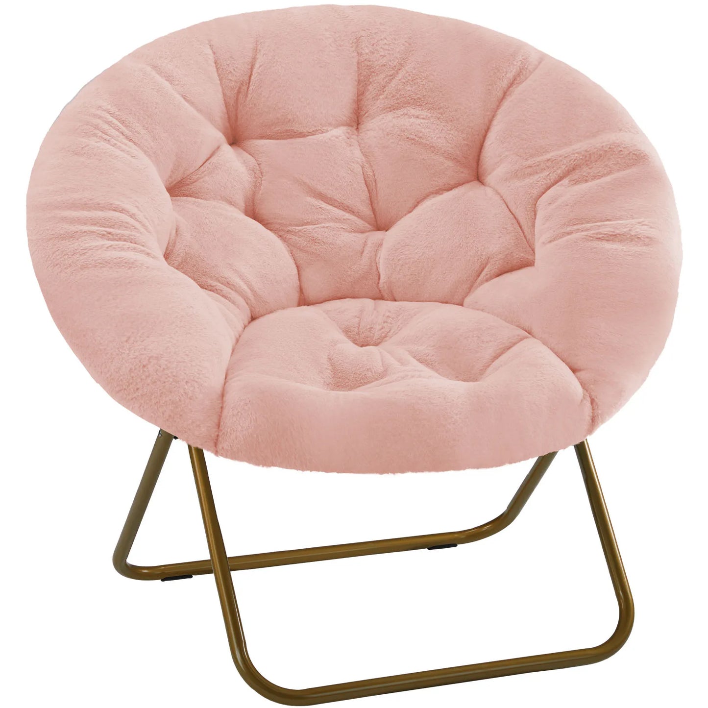 Cozy Saucer Chair – Faux Fur Folding Lounge Chair with Thick Padded Seat & Metal Frame, X-Large for Living Room & Reading