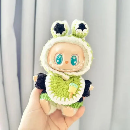 17cm Mini Plush Doll Clothes — Kpop EXO Labubu Idol V1 V2 Outfit Set with Sweater & Headband, Doll Accessories Gift